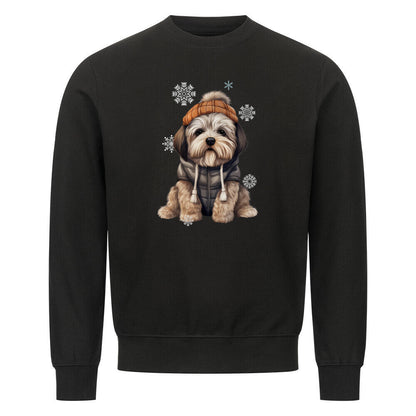 Premium Sweatshirt "Lhasa Apso - Winterbub" Schwarz – hunde-shirt.de