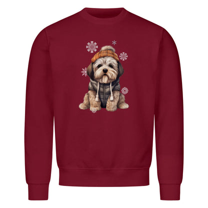 Premium Sweatshirt "Lhasa Apso - Winterbub" Burgunder – hunde-shirt.de