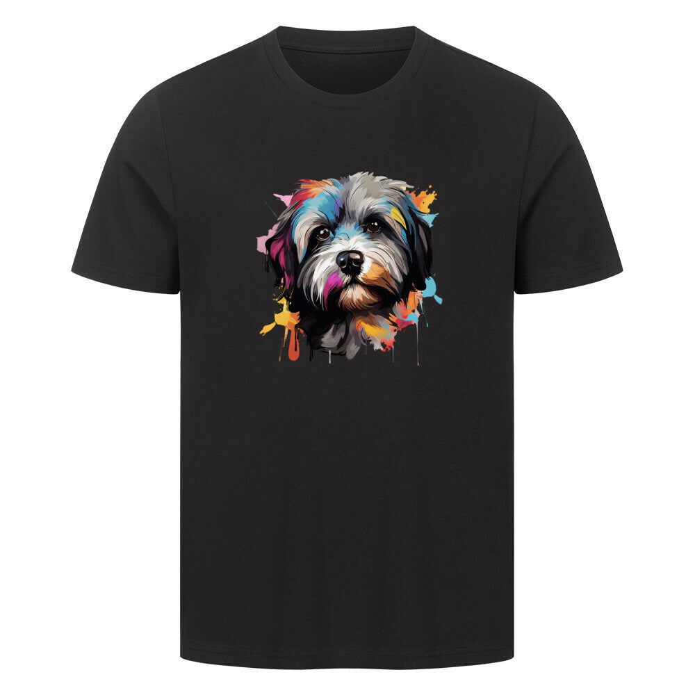 Premium T-Shirt "Lhasa Apso Paint" Schwarz – hunde-shirt.de
