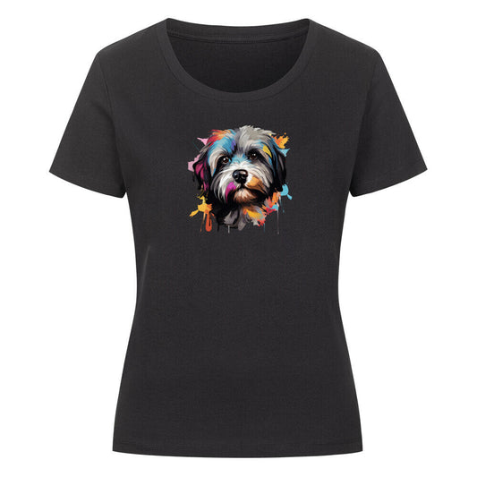 Premium Organic Damen-Shirt "Lhasa Apso - Paint" Schwarz – hunde-shirt.de