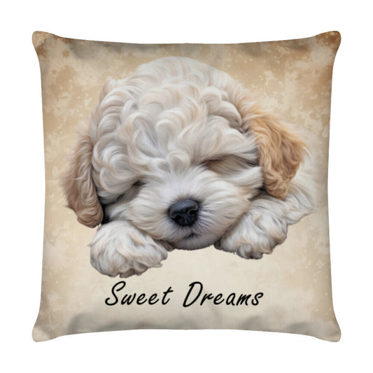 Kissen "Maltipoo - Sweet Dreams" Weiß – hunde-shirt.de