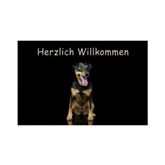 Fußmatte "Manchester Terrier - Herzlich Willkommen" Weiß – hunde-shirt.de