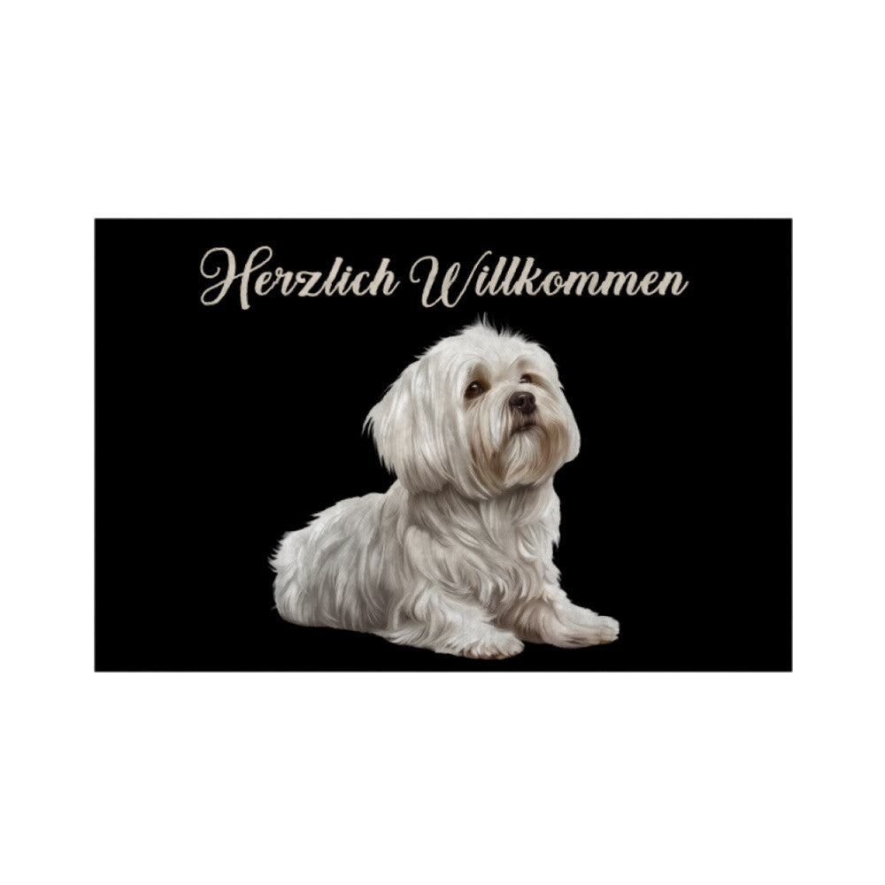 Fußmatte "Malteser - Herzlich Willkommen" Weiß – hunde-shirt.de