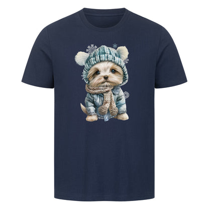 Premium T-Shirt "Maltipoo Winter" French Navy – hunde-shirt.de