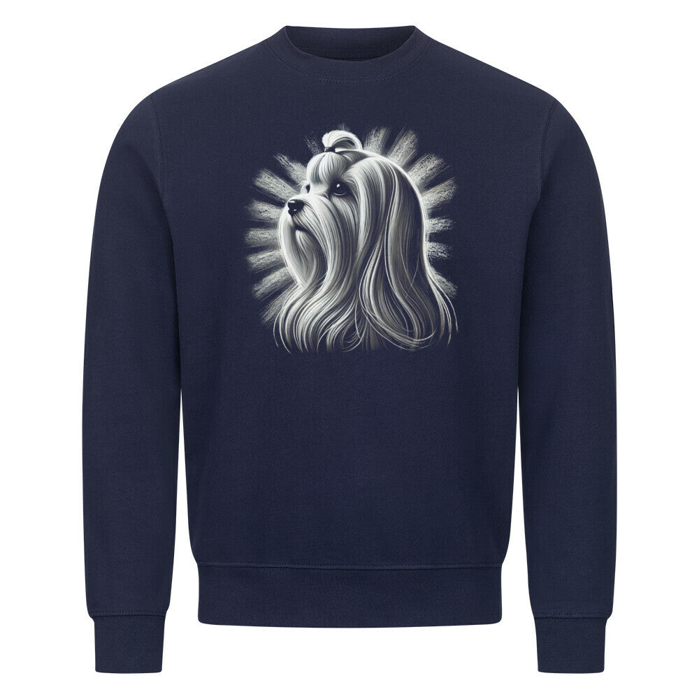 Premium Sweatshirt "Malteser Langhaar - Shine" Navy Blue – hunde-shirt.de