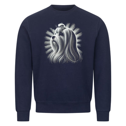 Premium Sweatshirt "Malteser Langhaar - Shine" Navy Blue – hunde-shirt.de