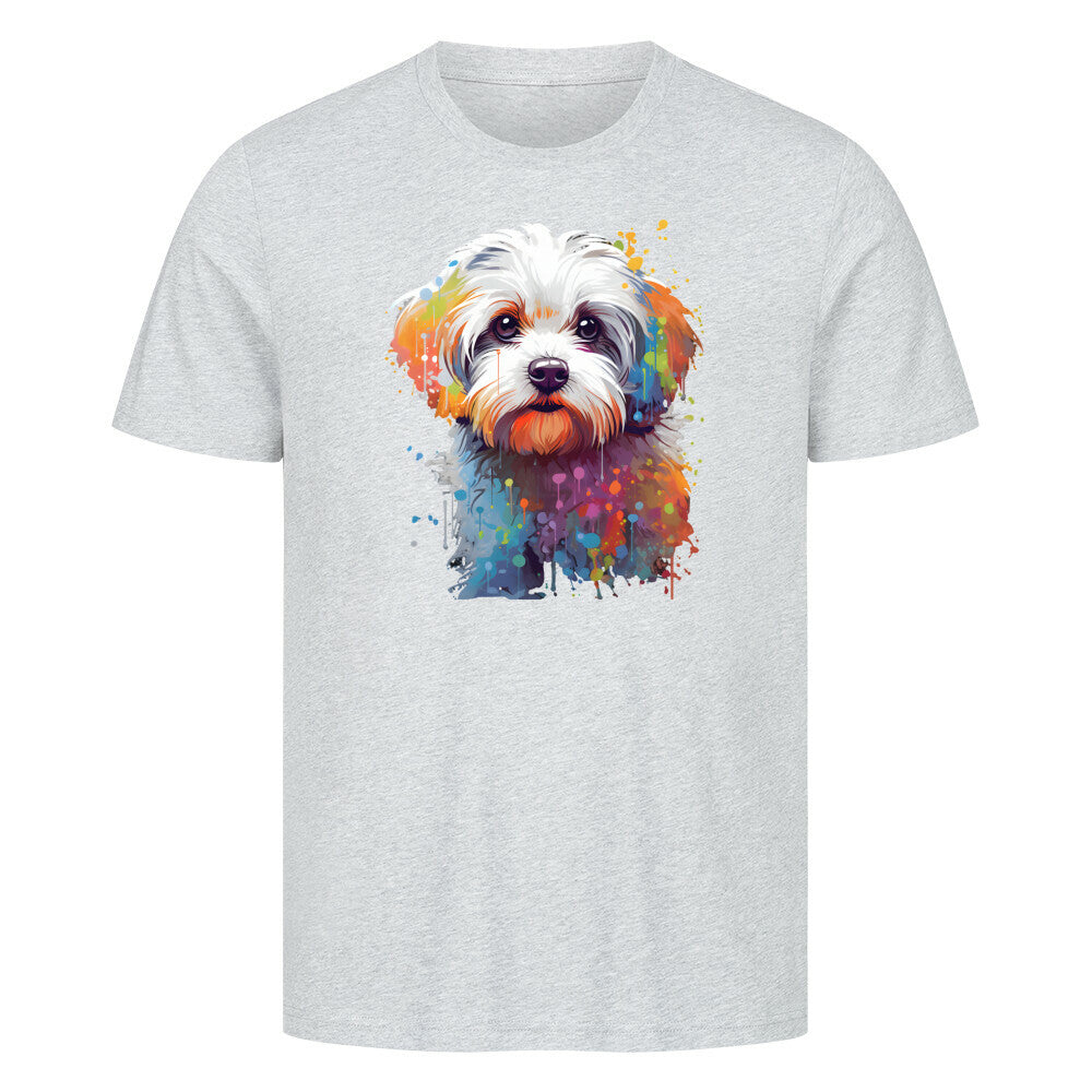 Premium T-Shirt "Malteser Paint" Heather Grey – hunde-shirt.de