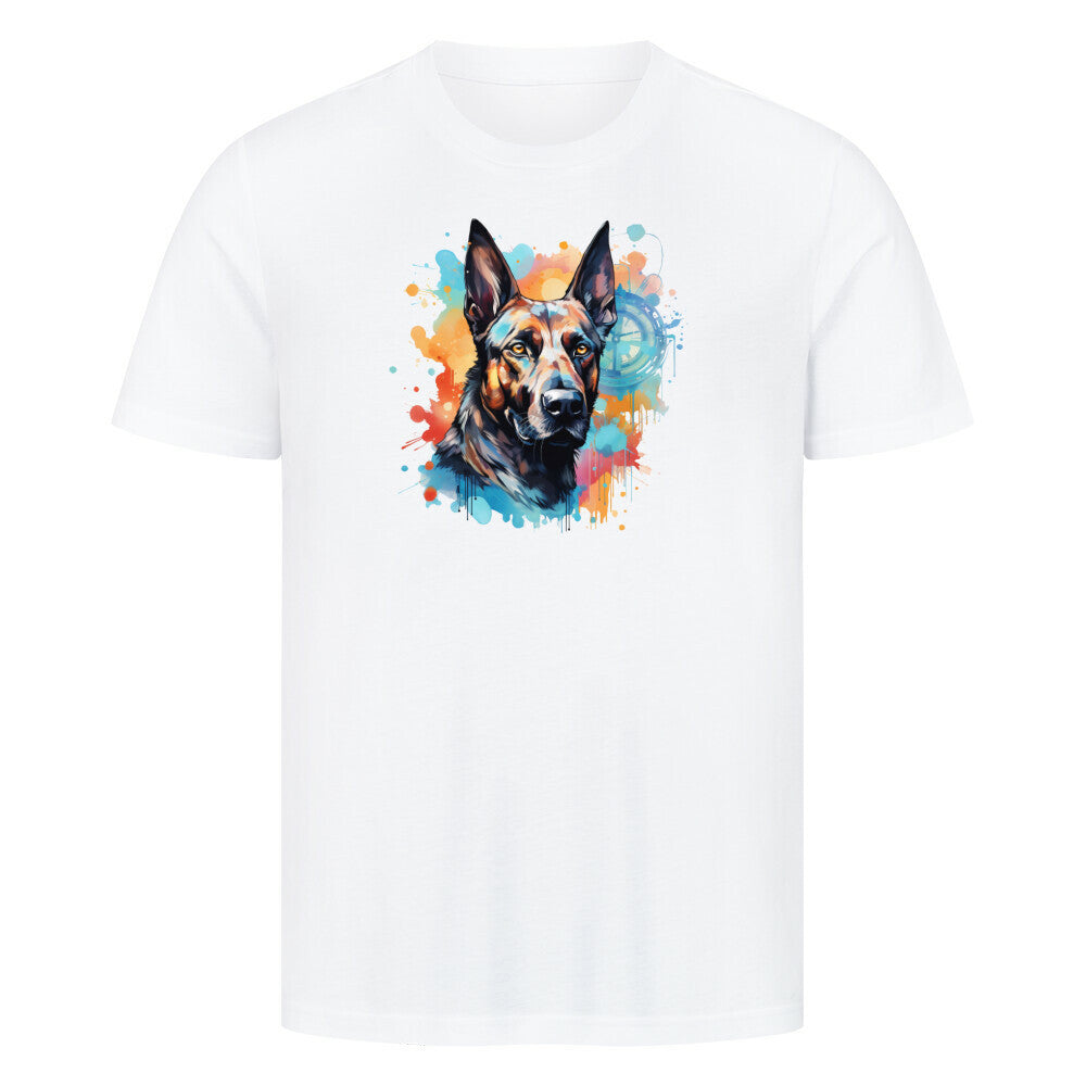 Premium T-Shirt "Malinois - Splash" Weiß – hunde-shirt.de