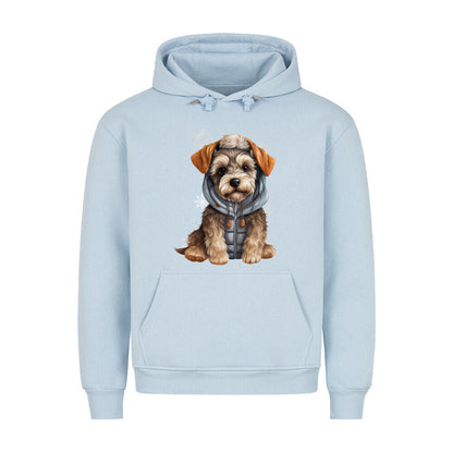 Premium Hoodie "Zwergschnauzer Winterbub" Babyblau – hunde-shirt.de