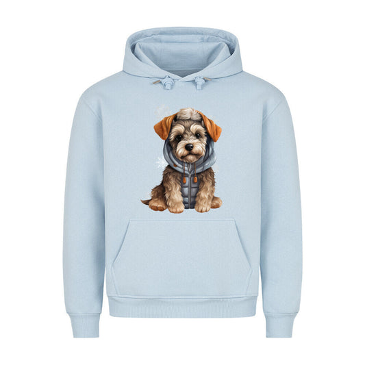 Premium Hoodie "Zwergschnauzer Winterbub" Babyblau – hunde-shirt.de
