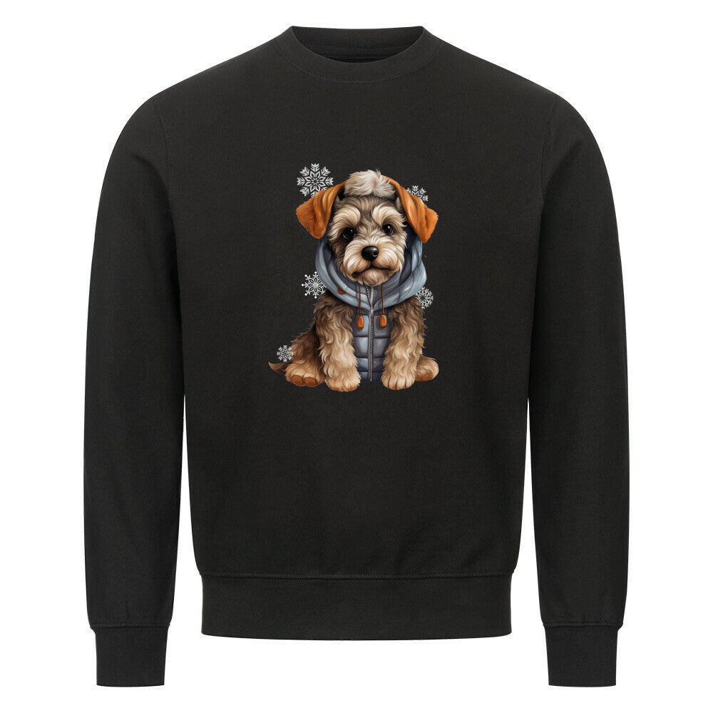 Premium Sweatshirt "Zwergschnauzer Winterbub" Schwarz – hunde-shirt.de