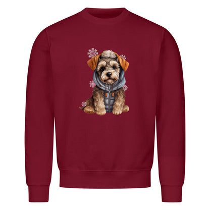 Premium Sweatshirt "Zwergschnauzer Winterbub" Burgunder – hunde-shirt.de