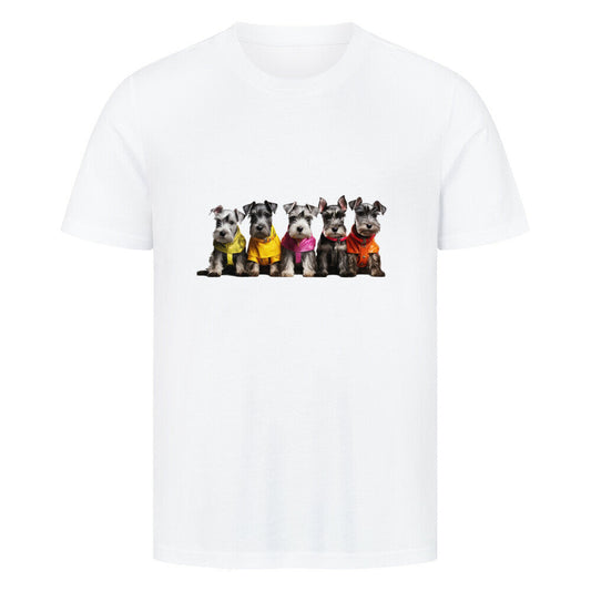 Premium T-Shirt "Zwergschnauzer Parade" Weiß – hunde-shirt.de