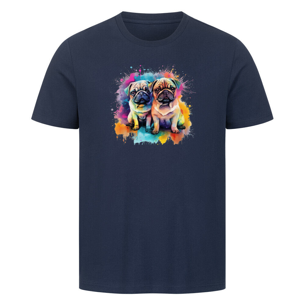 Premium T-Shirt "Mops - Duo" French Navy – hunde-shirt.de