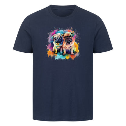 Premium T-Shirt "Mops - Duo" French Navy – hunde-shirt.de