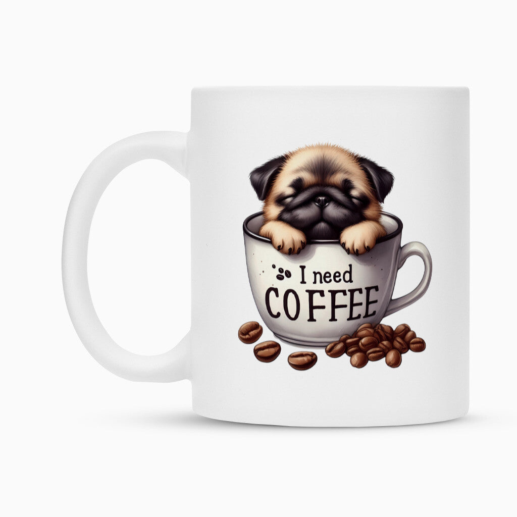 Tasse "Mops - I need Coffee" – hunde-shirt.de