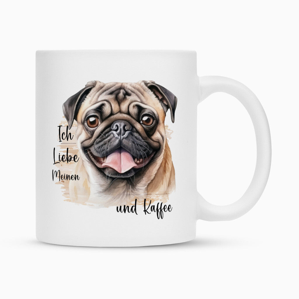 Tasse "Mops - Ich liebe meinen..." Weiß – hunde-shirt.de