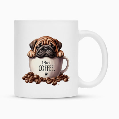 Tasse "English Mastiff - I need Coffee" Weiß – hunde-shirt.de