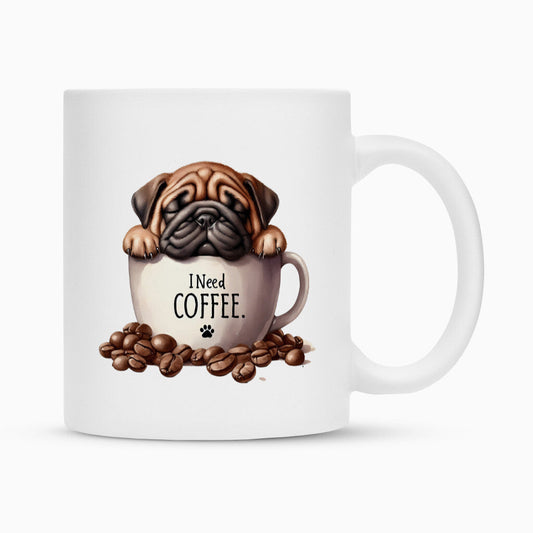 Tasse "English Mastiff - I need Coffee" Weiß – hunde-shirt.de