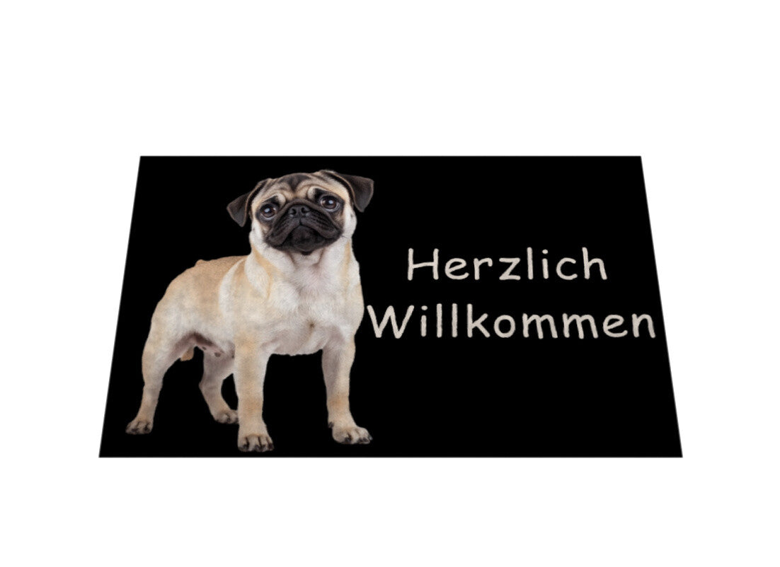 Fußmatte "Mops - Herzlich Willkommen" – hunde-shirt.de