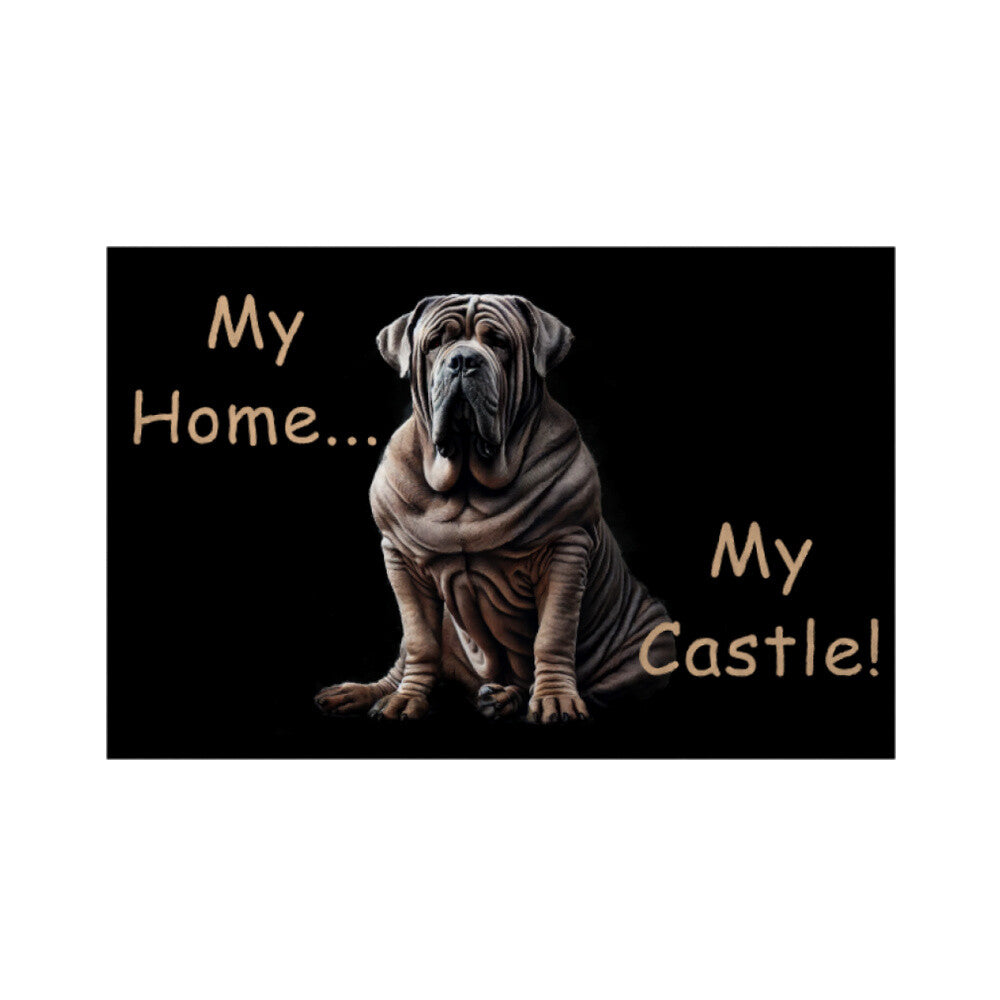 Fußmatte "Mastino - My Home My Castle" Weiß – hunde-shirt.de