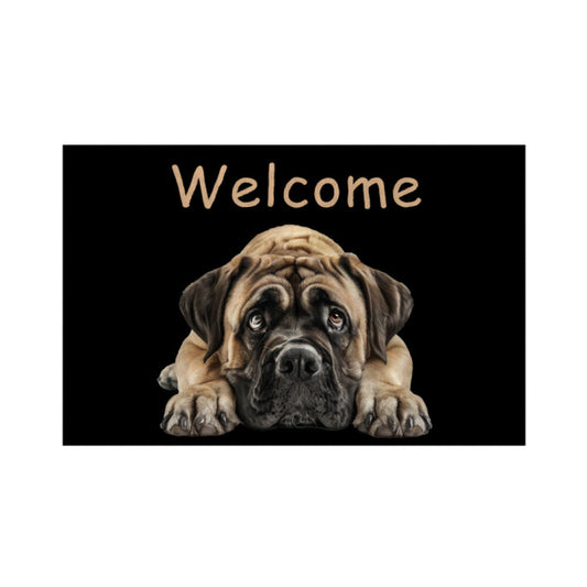 Fußmatte "Bullmastiff - Welcome" Weiß – hunde-shirt.de