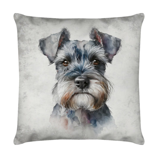 Kissen "Zwergschnauzer - Blick" Weiß – hunde-shirt.de