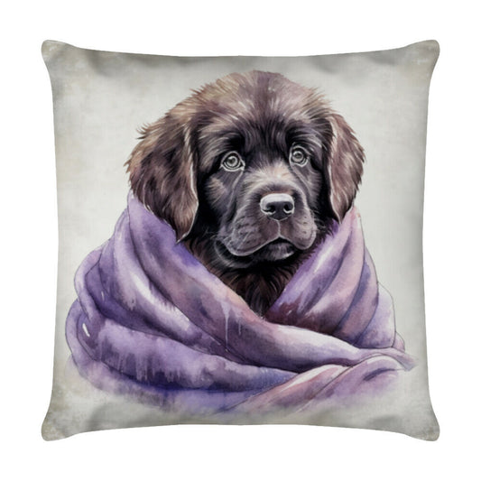 Kissen "Neufundländer Puppy - Kuscheln" Weiß – hunde-shirt.de