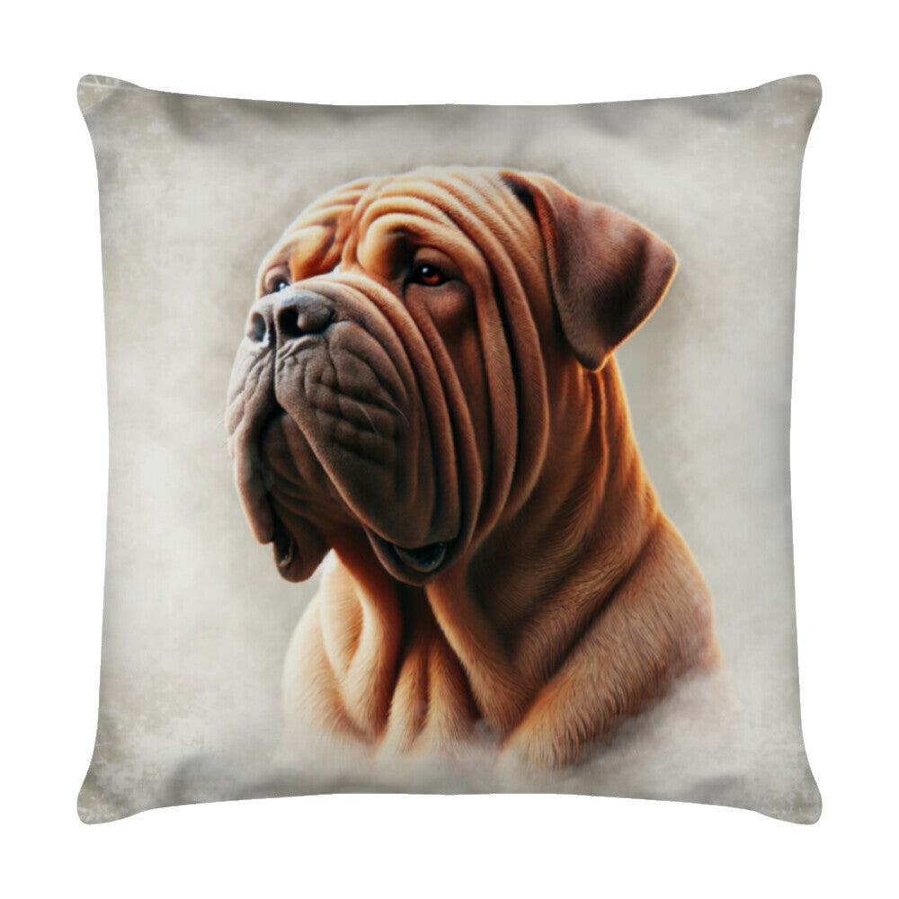 Kissen "Mastino Creme - Portrait" Weiß – hunde-shirt.de