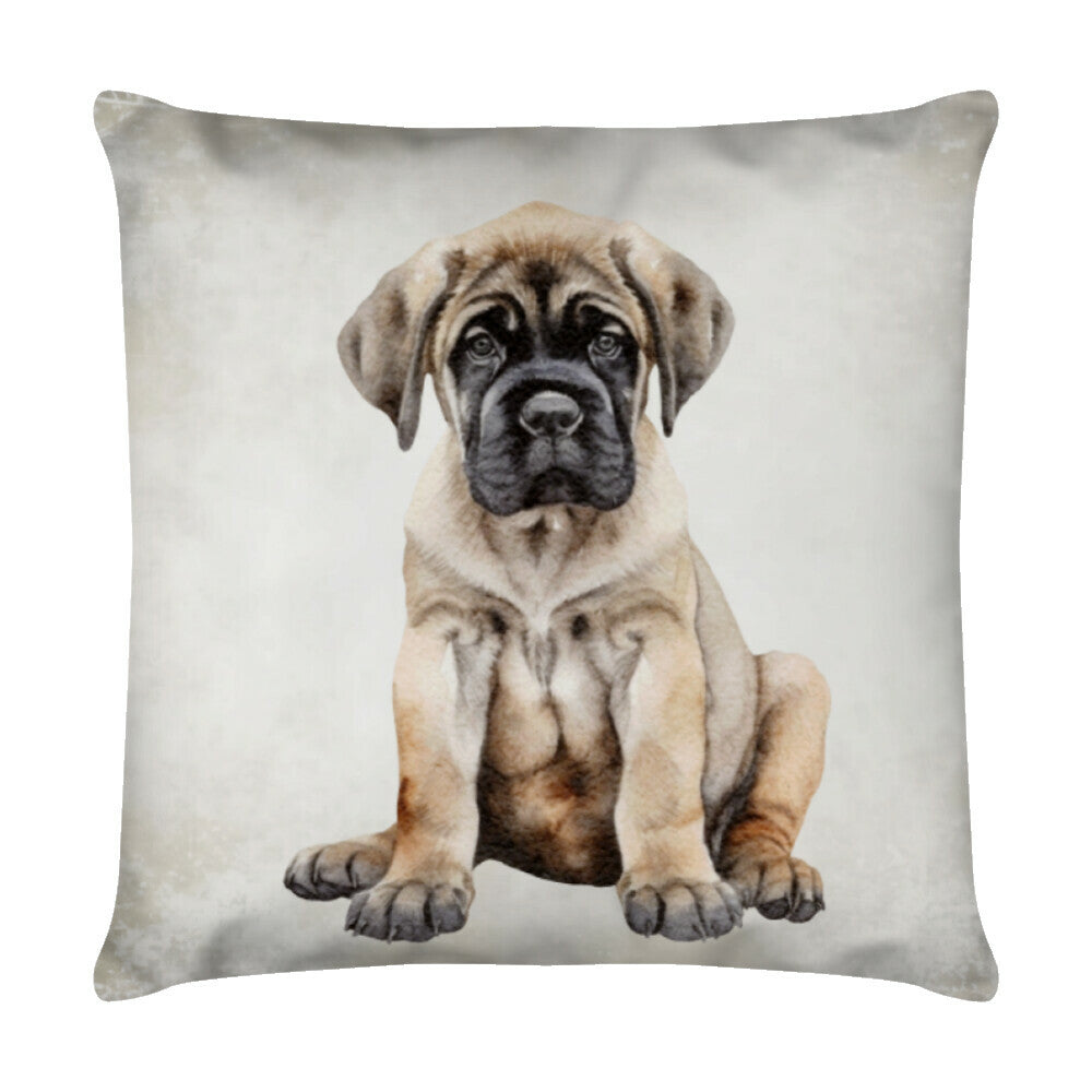 Kissen "English Mastiff - Puppy" Weiß – hunde-shirt.de