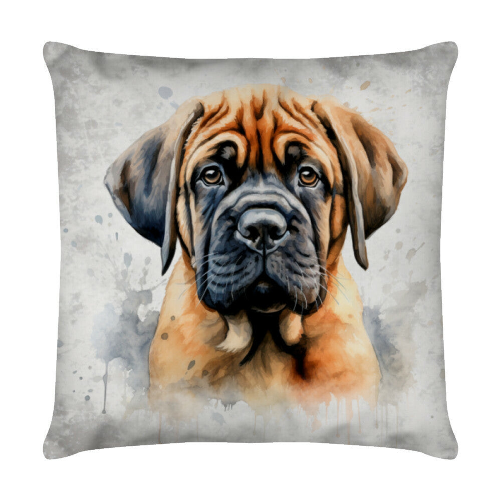 Kissen "English Mastiff - Puppy Portrait" Weiß – hunde-shirt.de