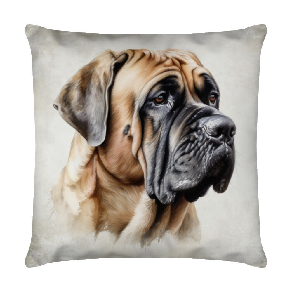 Kissen "English Mastiff - Relax" Weiß – hunde-shirt.de