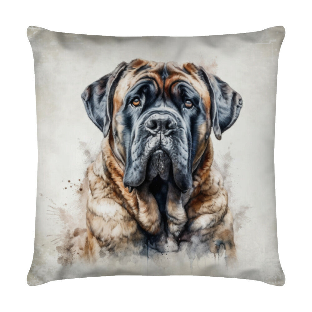 Kissen "English Mastiff - Portrait" Weiß – hunde-shirt.de