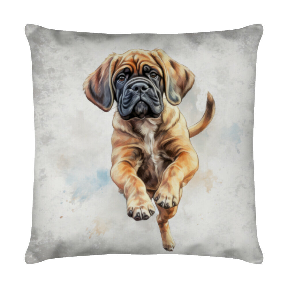 Kissen "Bullmastiff - Jump" Weiß – hunde-shirt.de