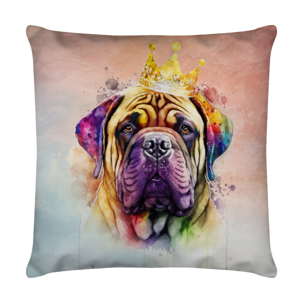 Kissen "Bullmastiff - King" Weiß – hunde-shirt.de