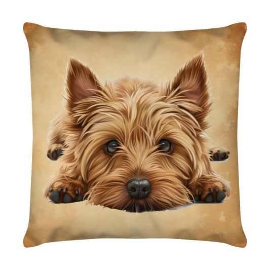 Kissen "Norwich Terrier - Pause" Weiß – hunde-shirt.de