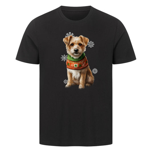 Premium T-Shirt "Norfolk Terrier - Winter" Schwarz – hunde-shirt.de