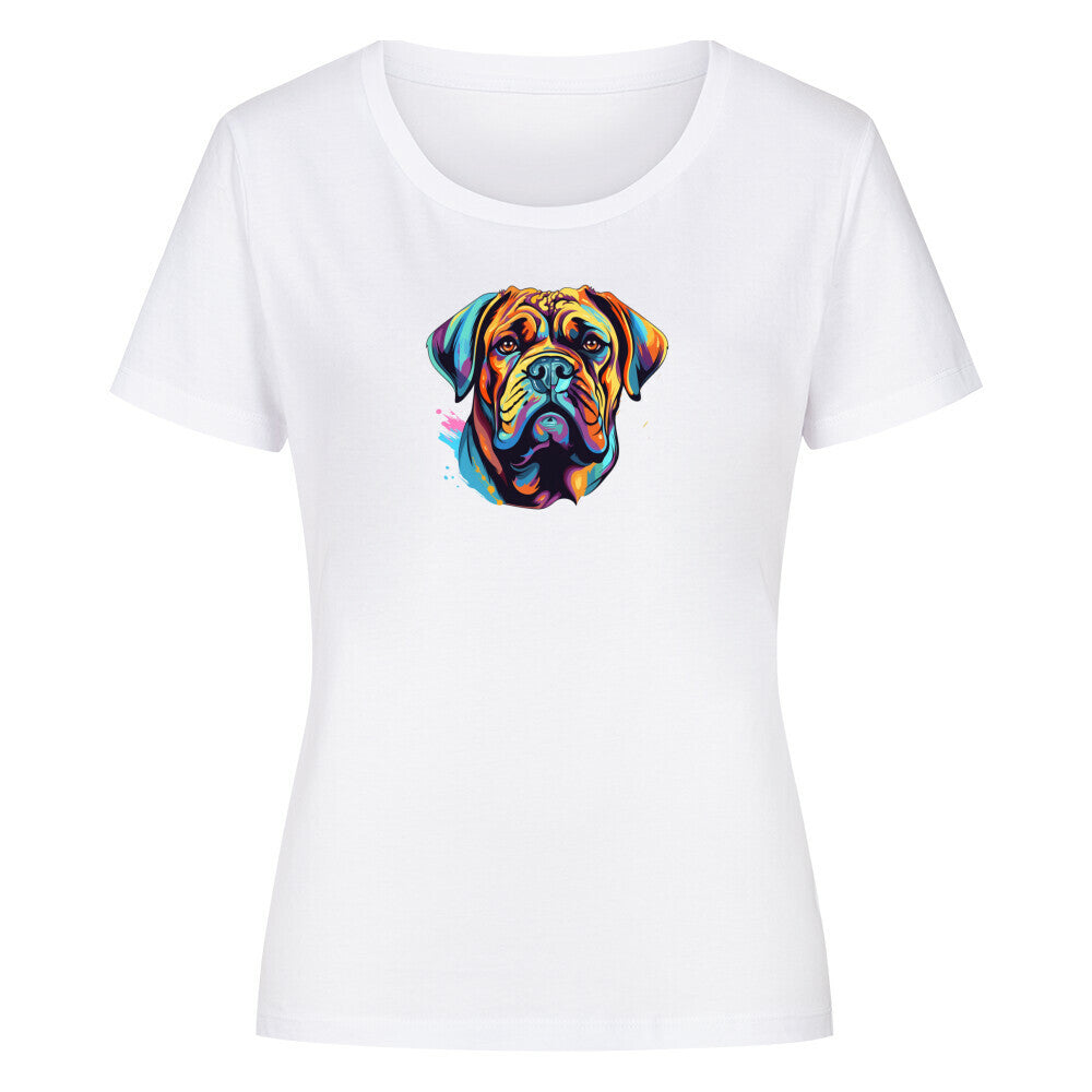 Premium Organic Damen-Shirt "Bullmastiff - Paint" Weiß – hunde-shirt.de