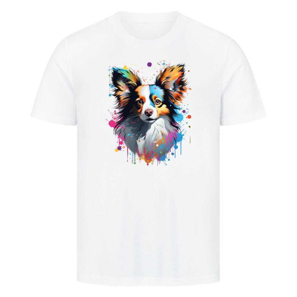 Premium T-Shirt "Papillon - Paint" Weiß – hunde-shirt.de