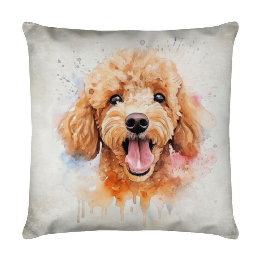 Kissen "Zwergpudel - Blick" Weiß – hunde-shirt.de