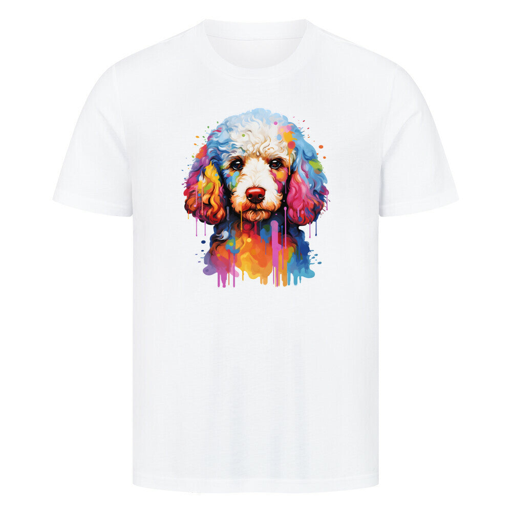 Premium T-Shirt "Zwergpudel - Splash" Weiß – hunde-shirt.de