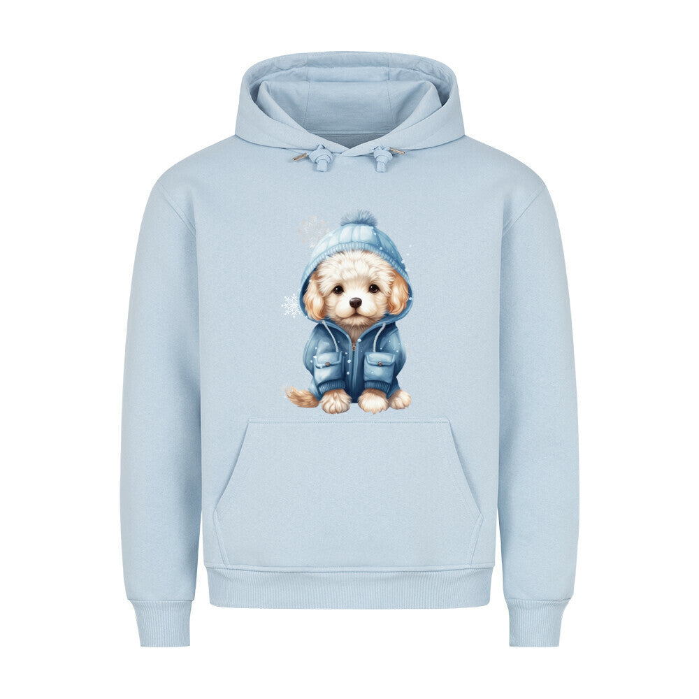 Premium Hoodie "Toypudel - Winter" Babyblau – hunde-shirt.de