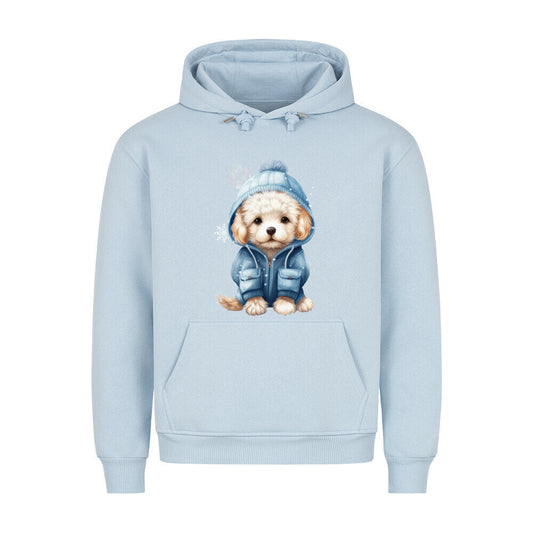 Premium Hoodie "Toypudel - Winter" Babyblau – hunde-shirt.de