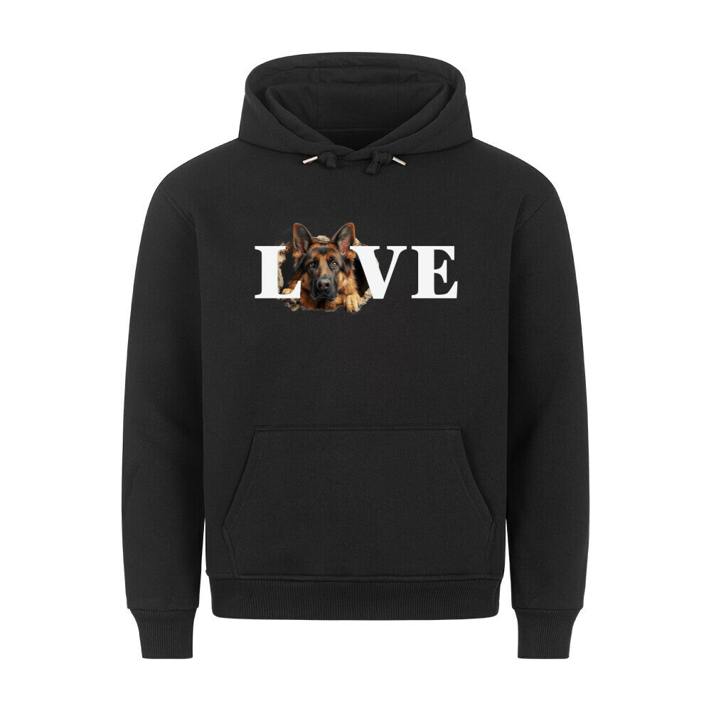 Premium Hoodie "Deutscher Schäferhund - LOVE" Schwarz – hunde-shirt.de