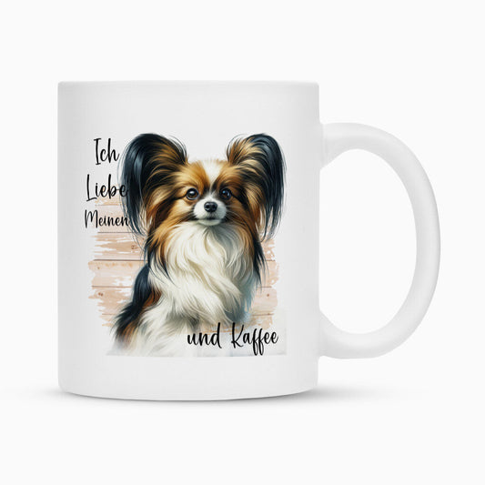Tasse "Papillon - Ich liebe..." Weiß – hunde-shirt.de