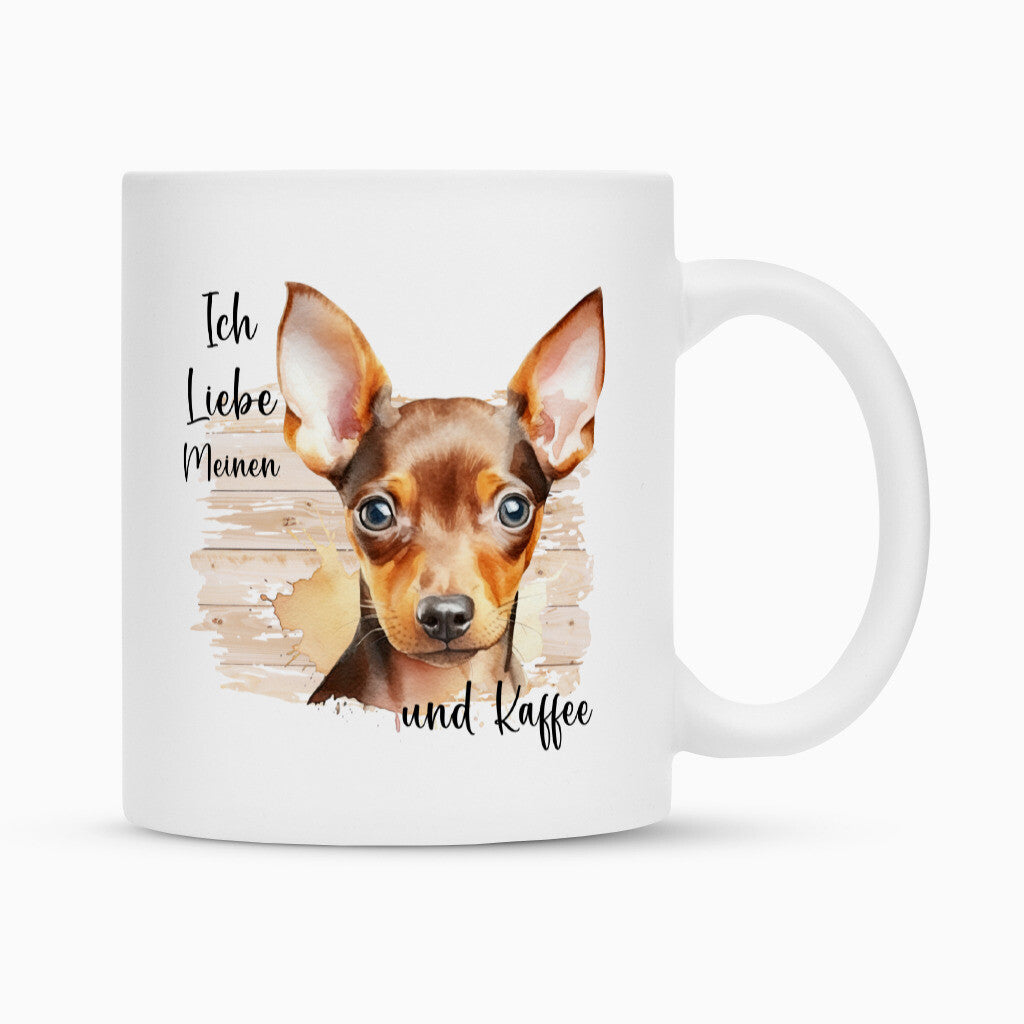 Tasse "Zwergpinscher ( hell ) - Ich liebe..." Weiß – hunde-shirt.de