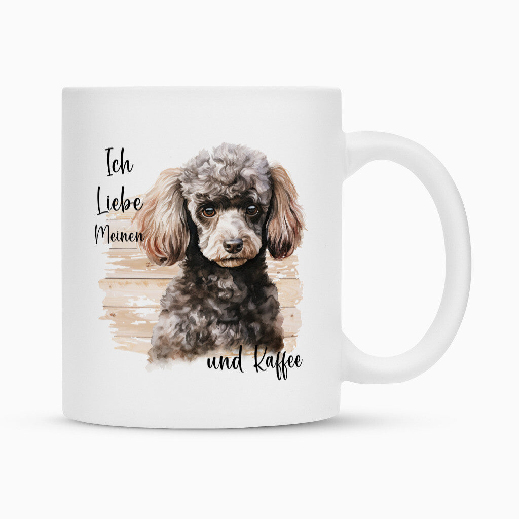 Tasse "Pudel ( grau ) - Ich liebe..." Weiß – hunde-shirt.de