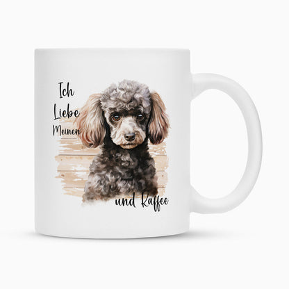 Tasse "Pudel ( grau ) - Ich liebe..." Weiß – hunde-shirt.de