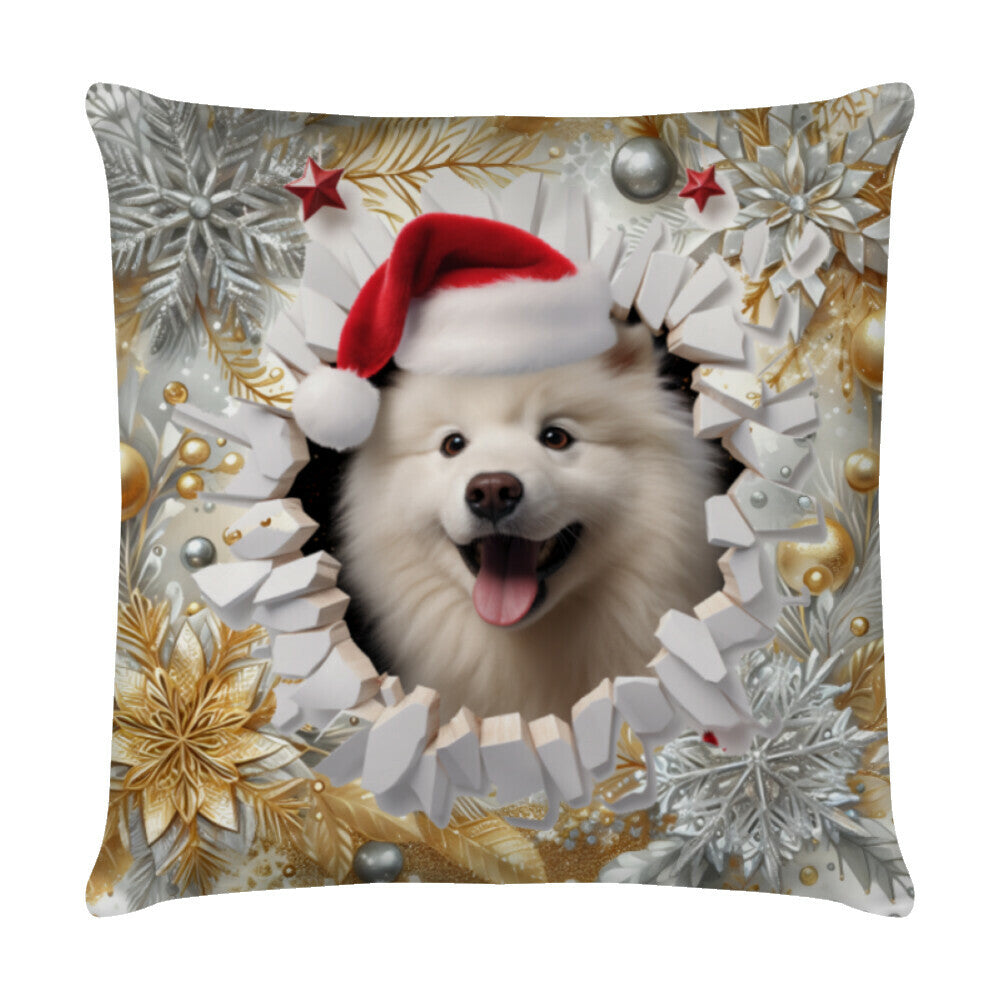 Kissen "Samoyed - Weihnachten" Weiß – hunde-shirt.de