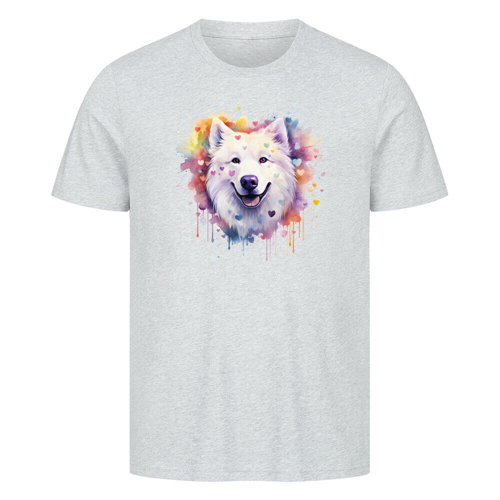 Premium T-Shirt "Samoyed - Paint" Heather Grey – hunde-shirt.de
